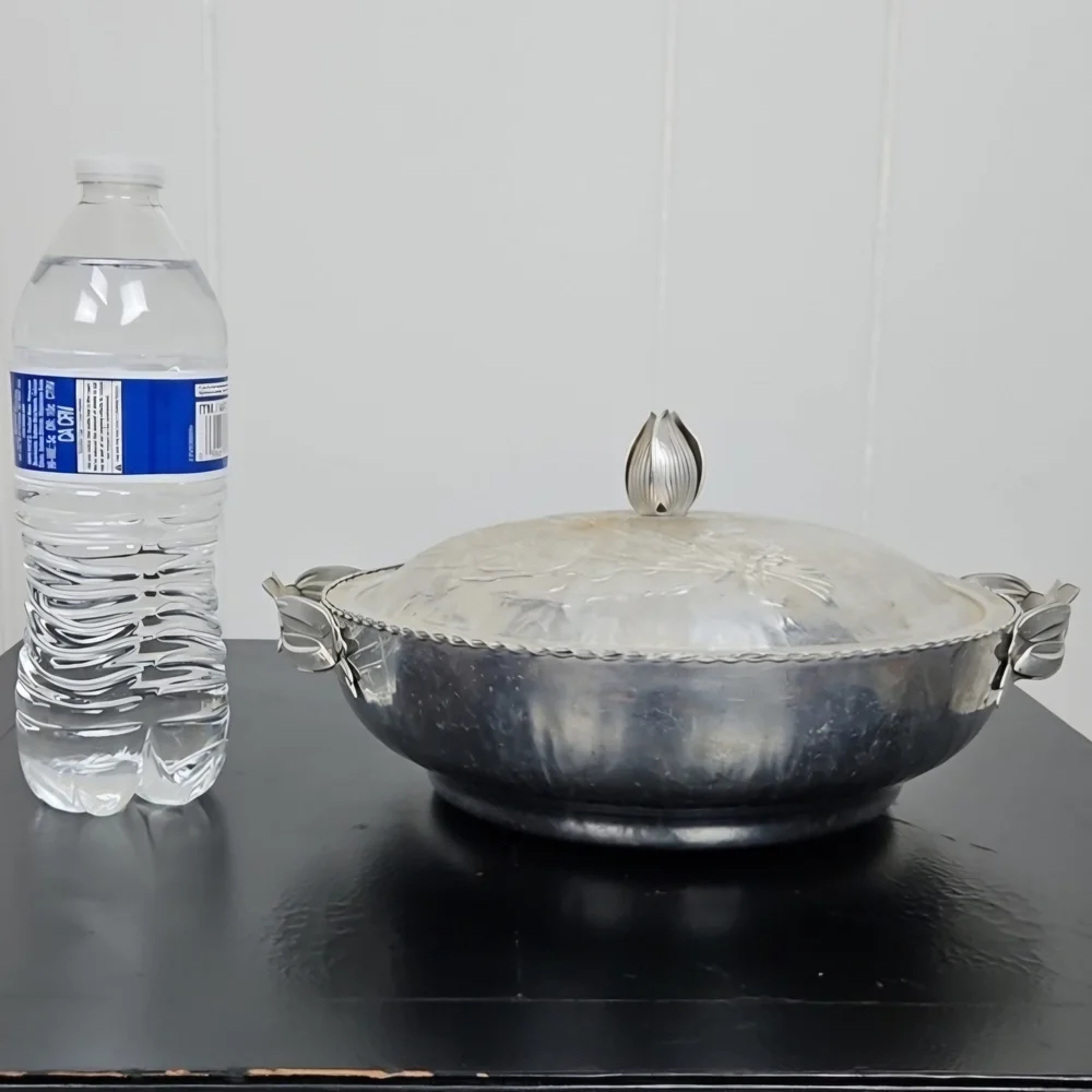 Vintage Rodney Kent Hammered Aluminum Tulip Casserole Dish with Lid
